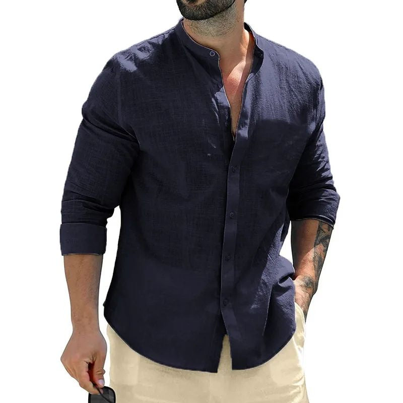 Men’s Autumn Cotton Long Sleeve Shirt – Business Casual