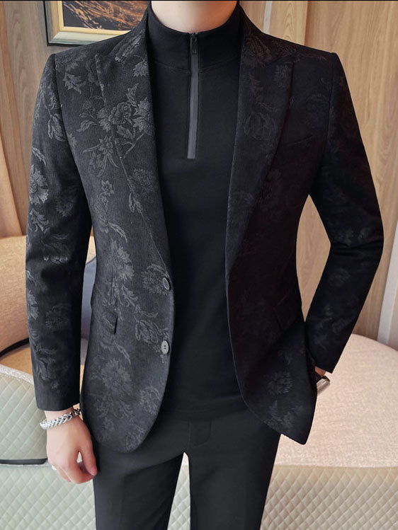 Men's Slim Fit Floral Print Casual Blazers