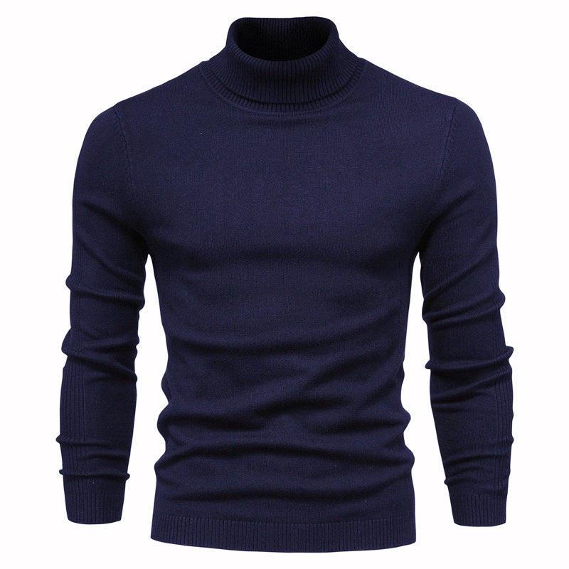 Men’s Solid Color Slim Fit Turtleneck Sweater – Winter Casual Top