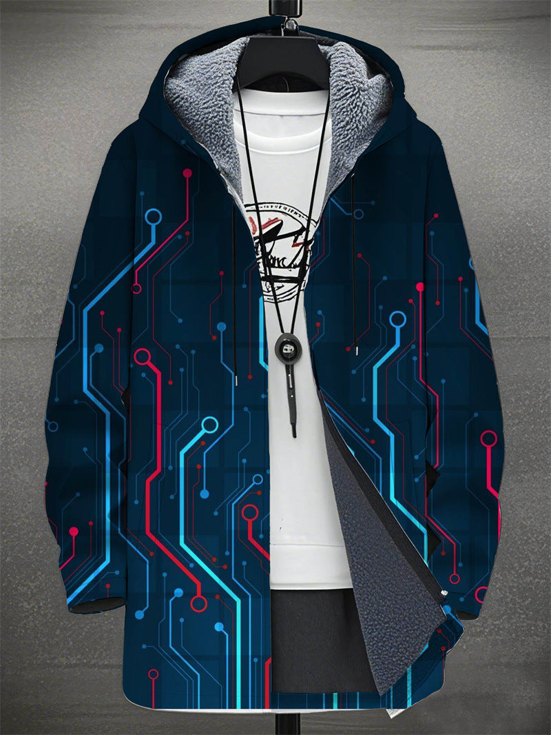 Digital Printing Plus Velvet Men’s Casual Jacket – Stylish & Comfortable Outerwear
