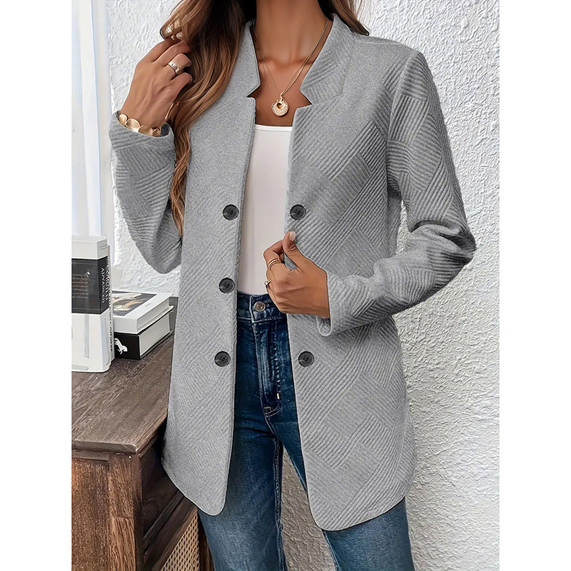 Women's Open Front Cardigan Coat – Business Casual Blazer Jacket with Notch Collar
