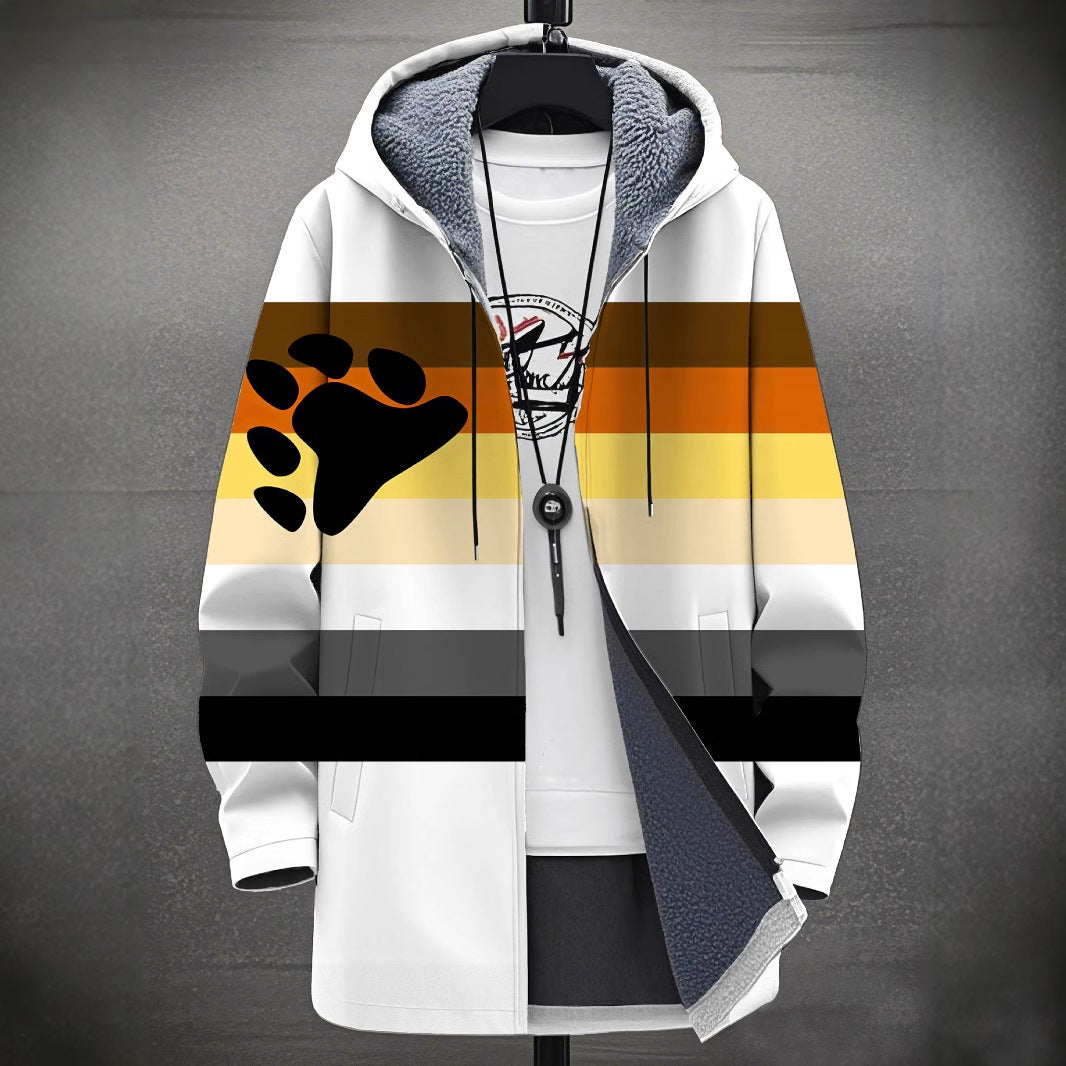 Digital Printing Plus Velvet Men’s Casual Jacket – Stylish & Comfortable Outerwear