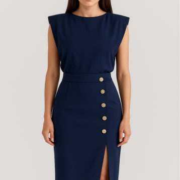 Women’s Sleeveless Button-Front Midi Dress – Casual Summer Split Dress