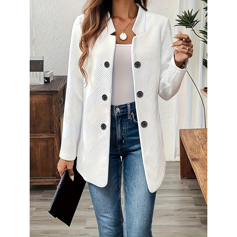 Women's Open Front Cardigan Coat – Business Casual Blazer Jacket with Notch Collar