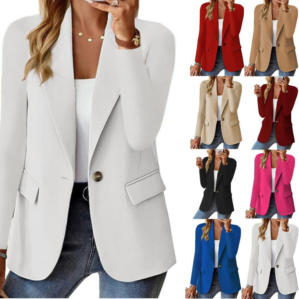 Classic Lapel Button Blazer Jacket – Women’s Casual Workwear