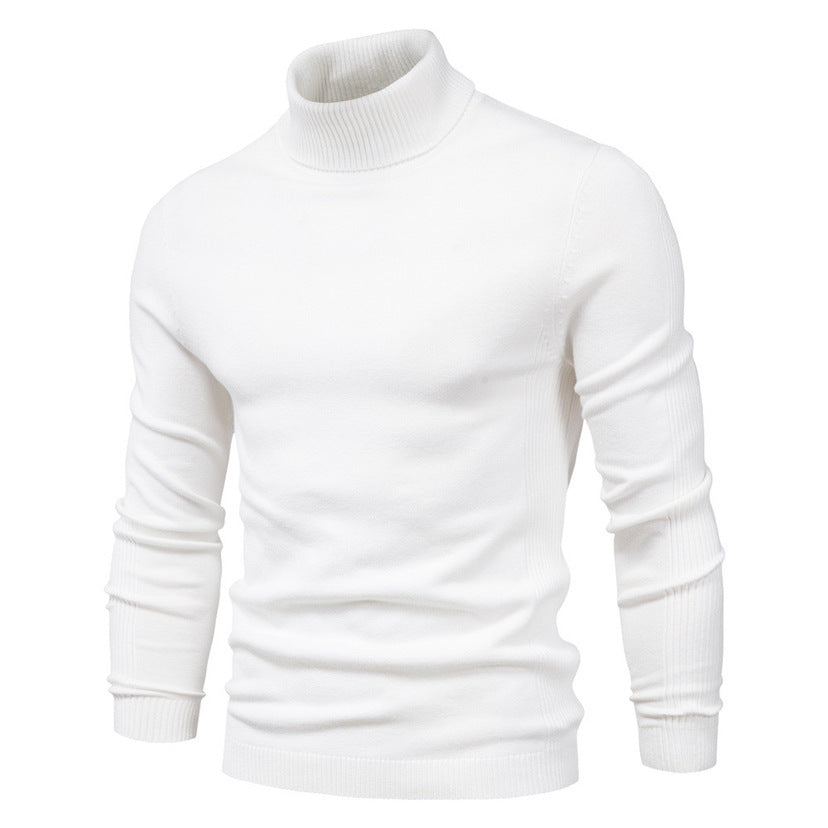 Men’s Solid Color Slim Fit Turtleneck Sweater – Winter Casual Top