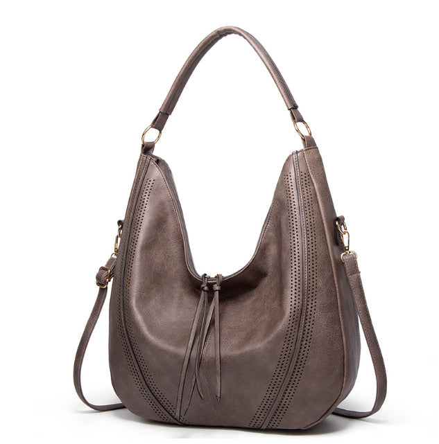 Retro Tassel Hollow Shoulder Tote – Large Capacity Casual Bag for Women