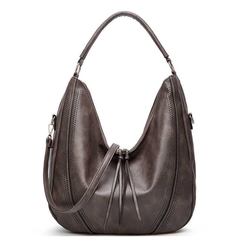 Retro Tassel Hollow Shoulder Tote – Large Capacity Casual Bag for Women