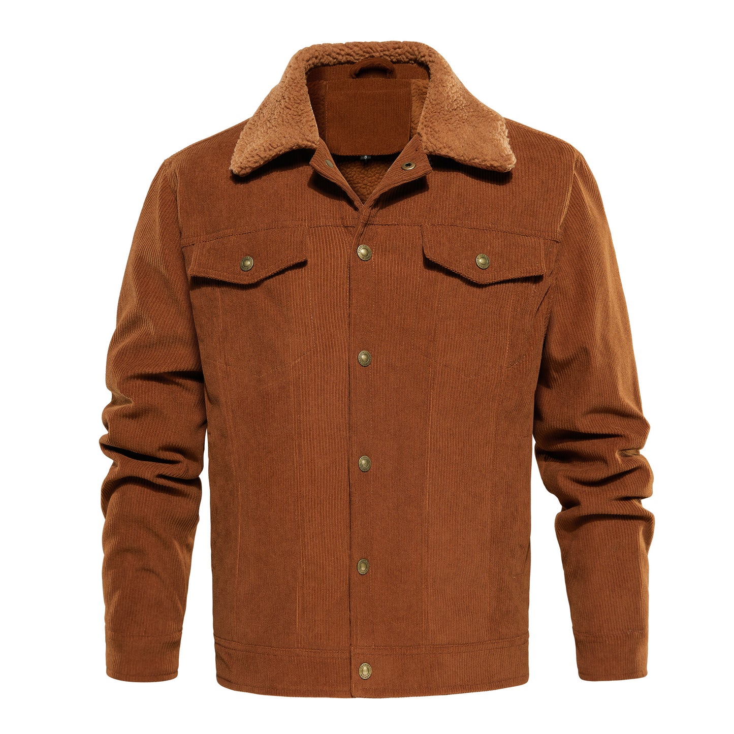 Men’s Warm Corduroy Coat – Trucker Style, Sherpa Lined, 5 Pockets