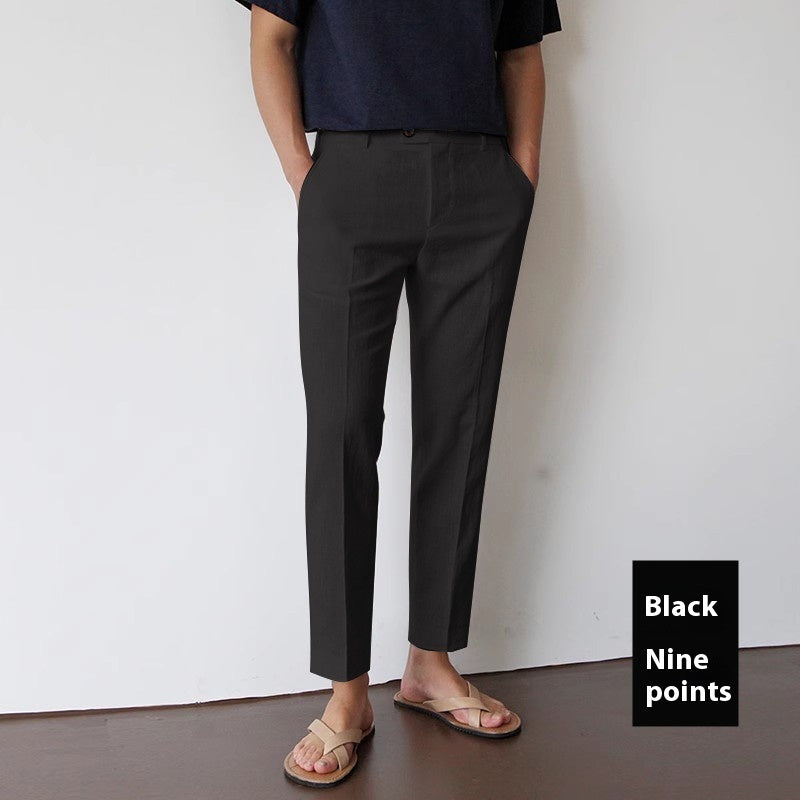 Men’s Cotton-Linen Cropped Trousers