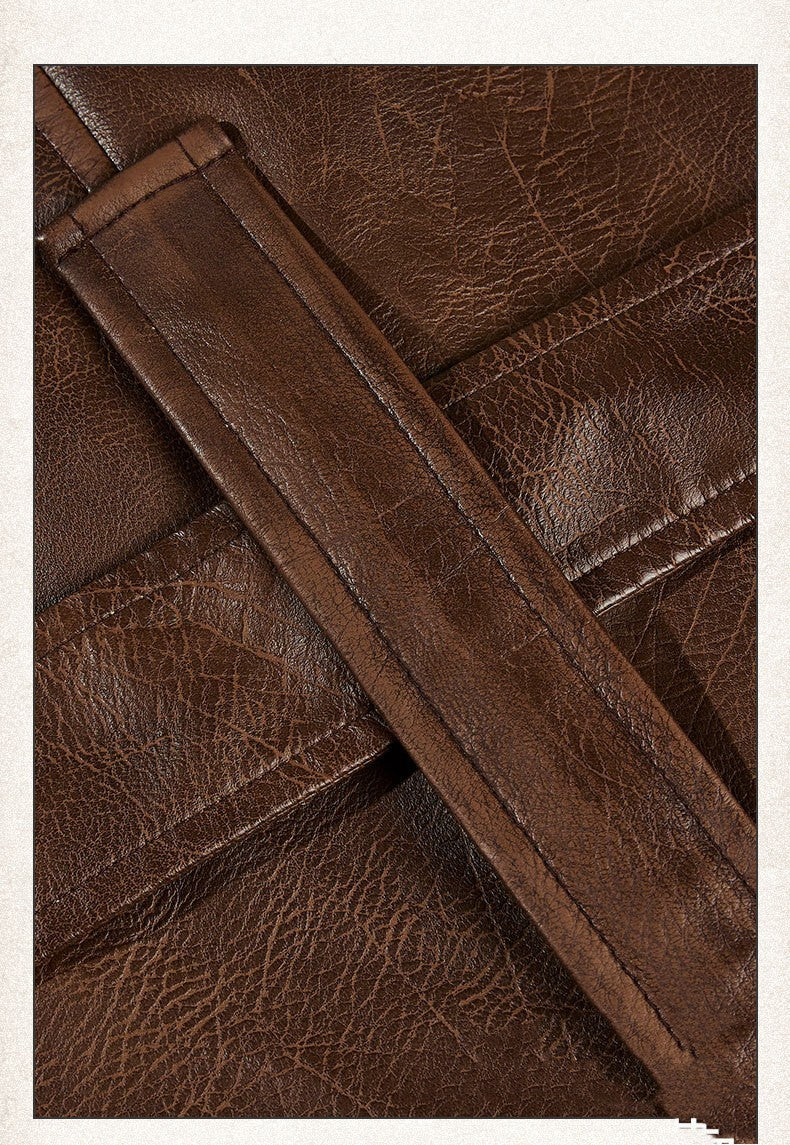 Leather Mid-Length Trench Coat (Unisex)