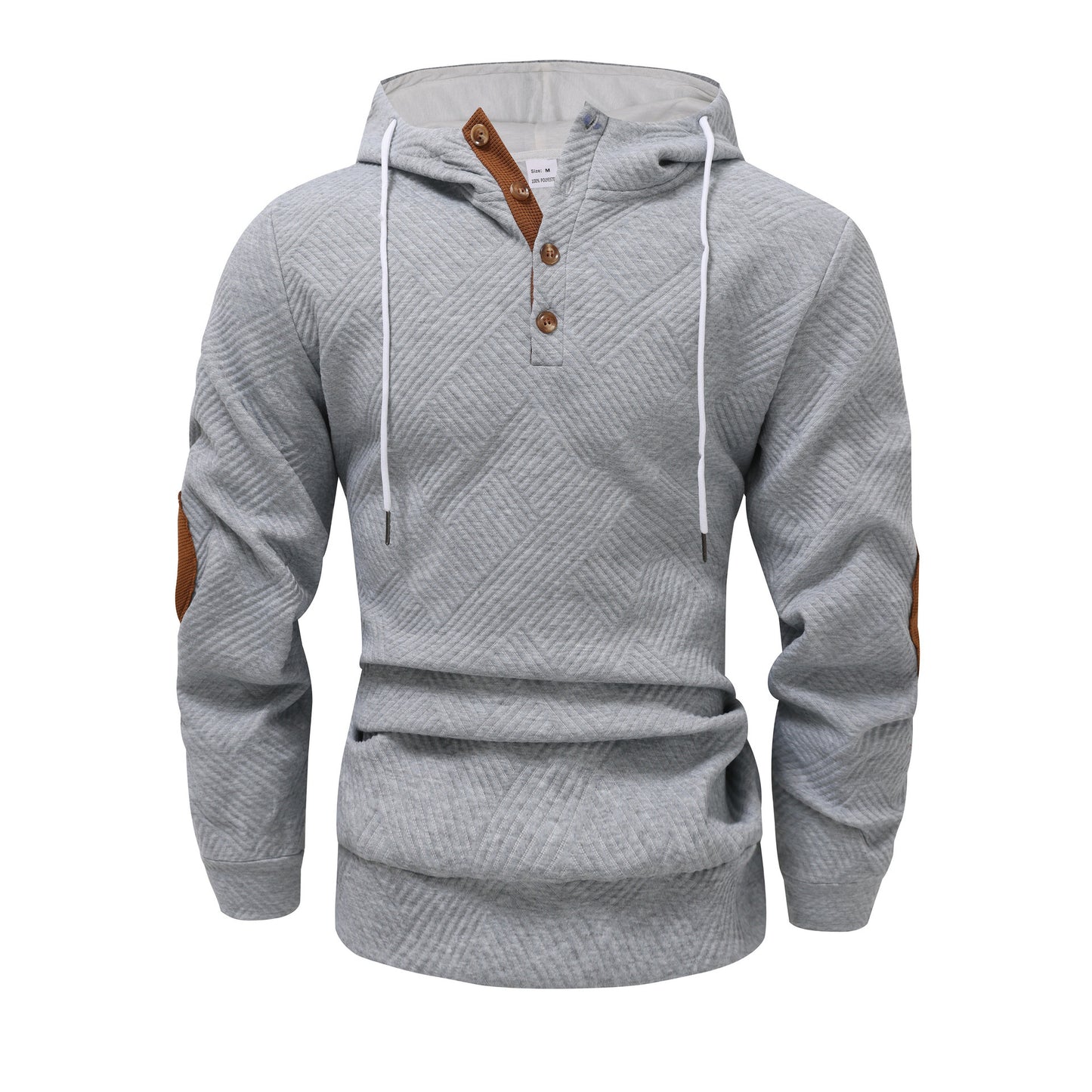 Men's Solid Color Jacquard Hooded Sweater