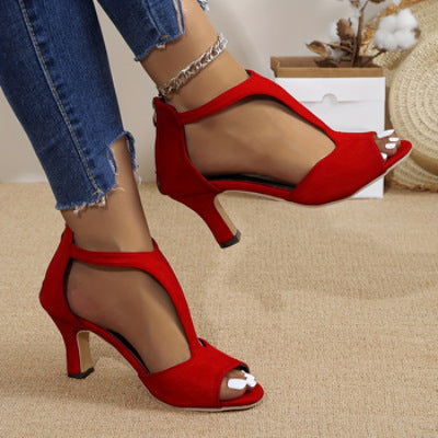 Women’s Open Toe High Heel Sandals – Zip Back Dressy Summer Heels