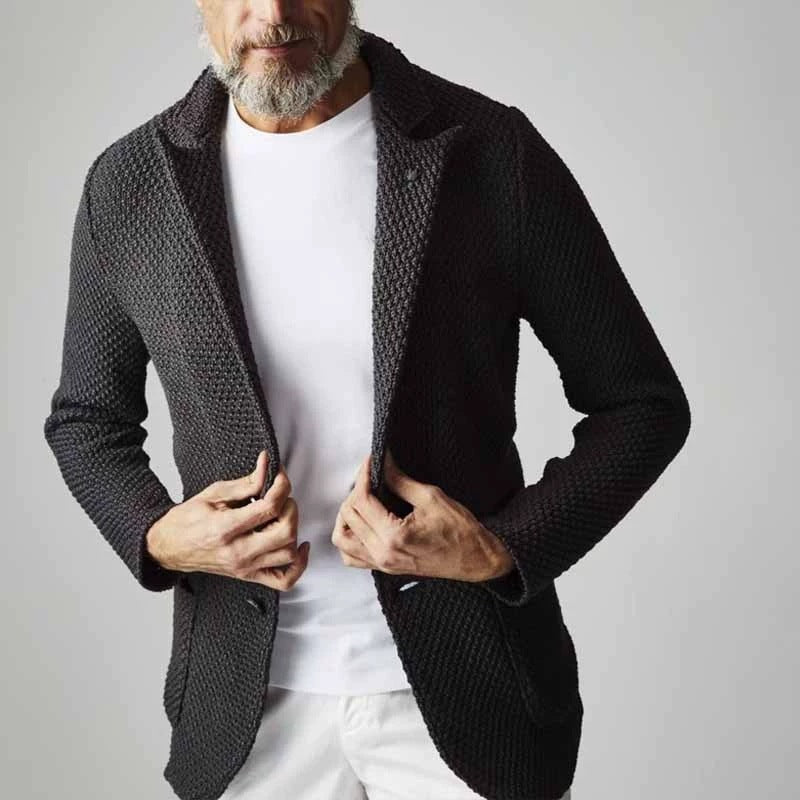 Men's Lapel Knit Cardigan – Casual Open-Front Sweater