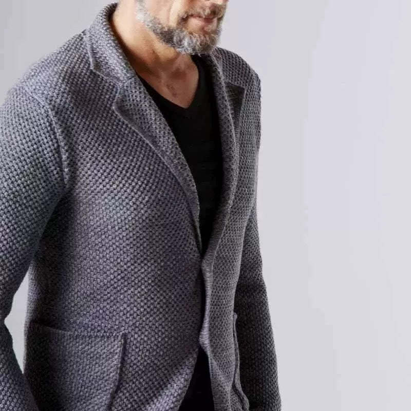 Men's Lapel Knit Cardigan – Casual Open-Front Sweater