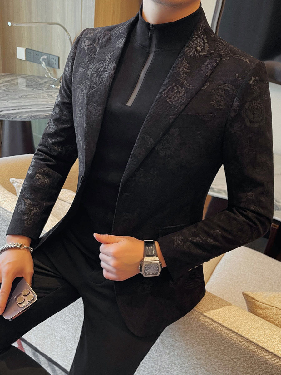 Men's Slim Fit Floral Print Casual Blazers