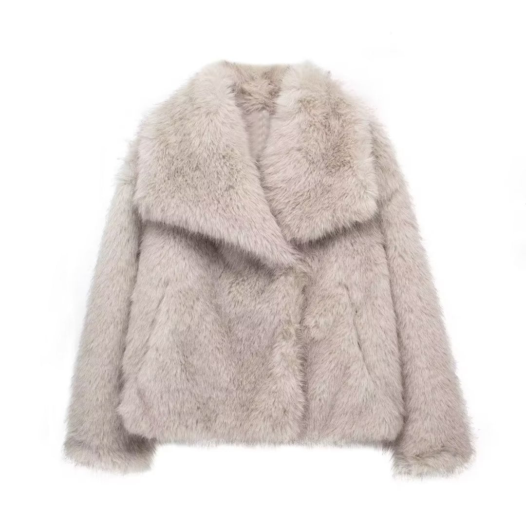 Winter Plush Coat – Warm Thicken Fluffy Lapel Jacket