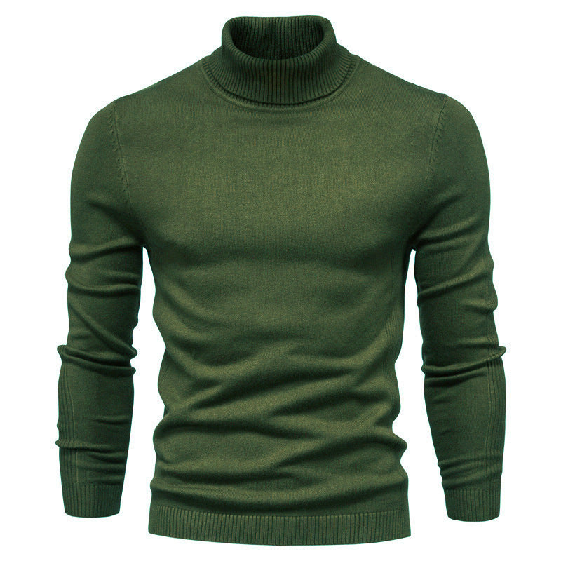 Men’s Solid Color Slim Fit Turtleneck Sweater – Winter Casual Top