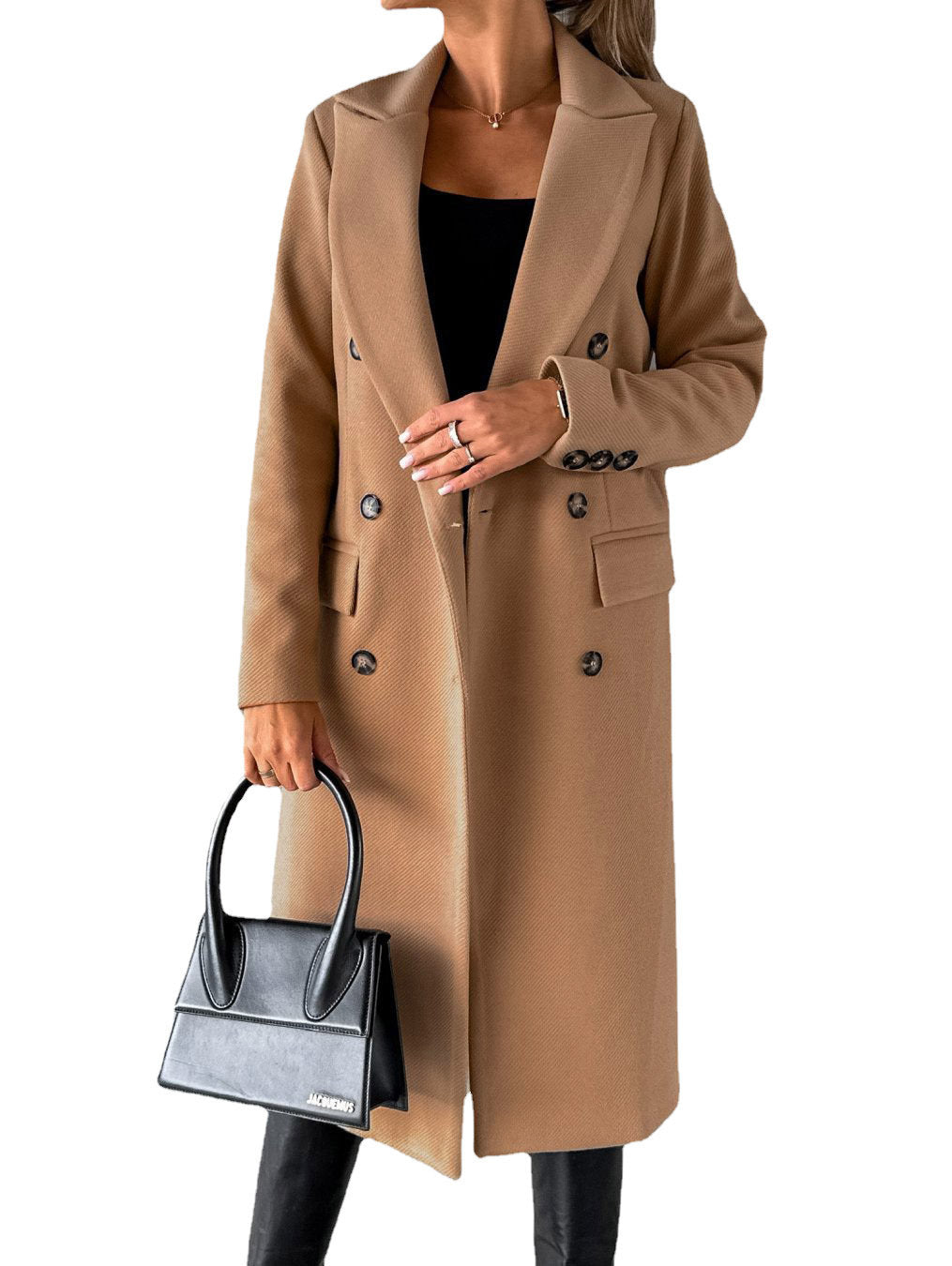 Double Breasted Lapel Coat – Slim Fit Long Jacket, Winter Fashion Women’s Clothing