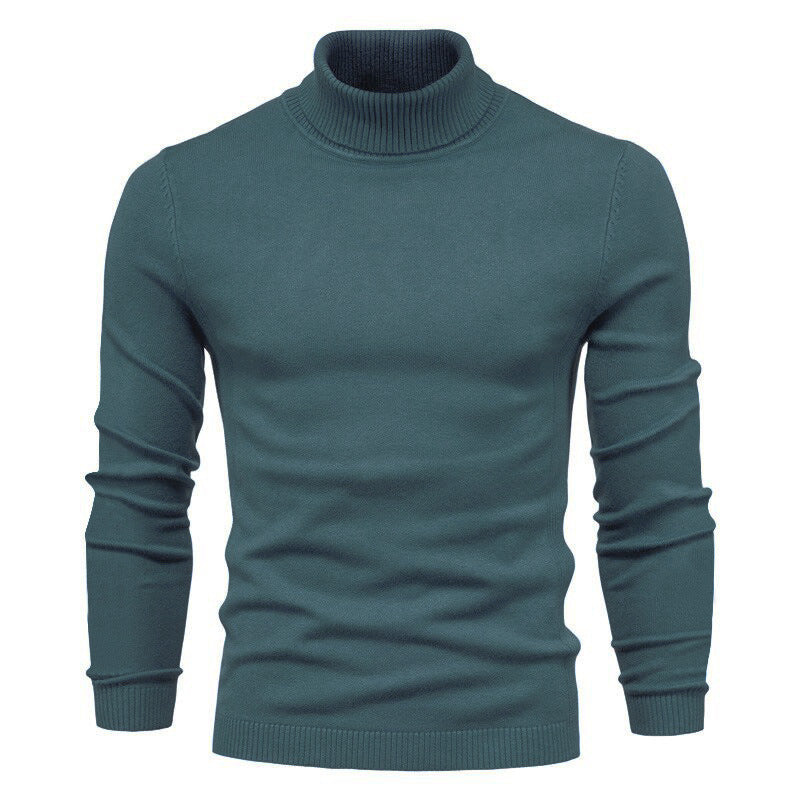 Men’s Solid Color Slim Fit Turtleneck Sweater – Winter Casual Top