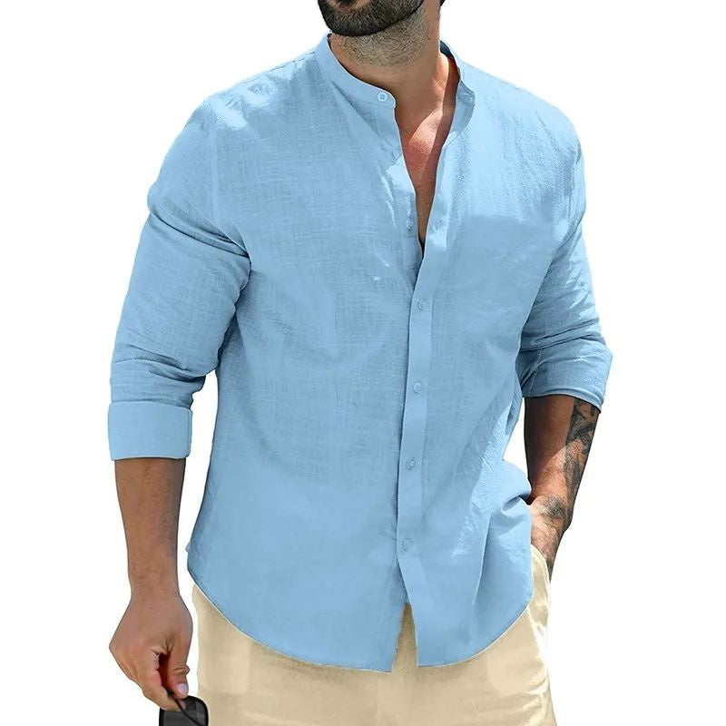 Men’s Autumn Cotton Long Sleeve Shirt – Business Casual