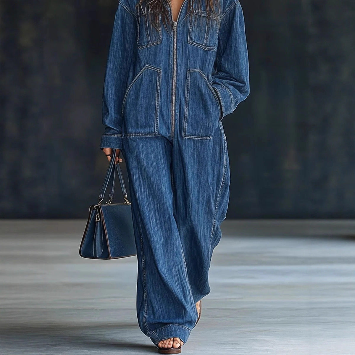 European & American Style Women’s Hooded Denim Overall