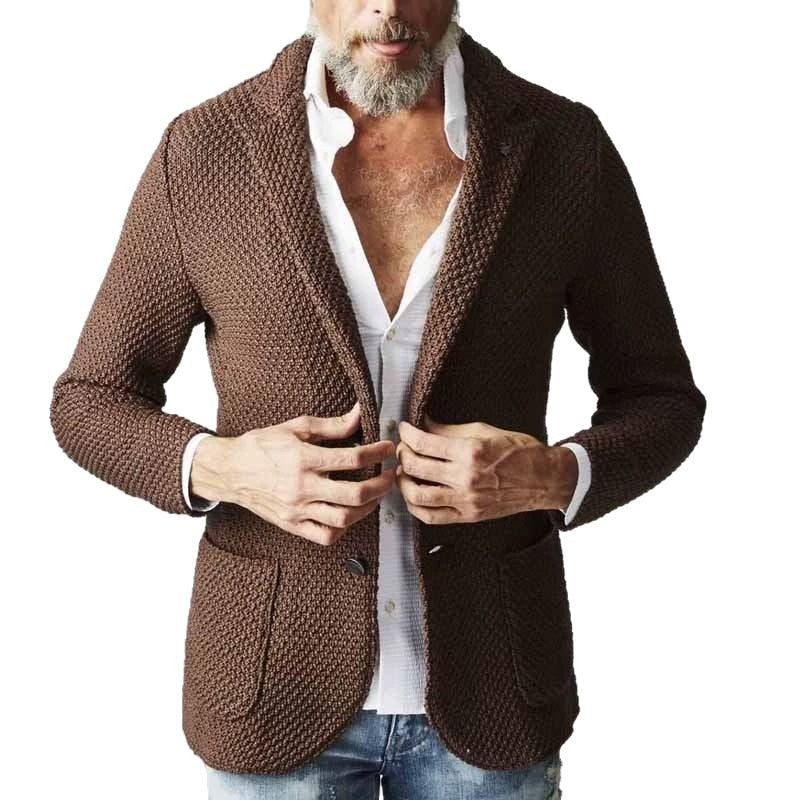 Men's Lapel Knit Cardigan – Casual Open-Front Sweater