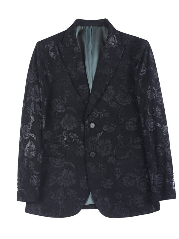 Men's Slim Fit Floral Print Casual Blazers